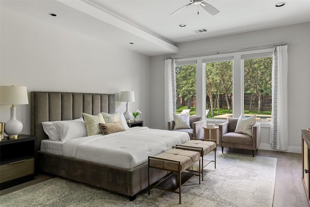 3604 Shady Creek Cv, Austin, TX 78746 - bedroom with wood finished floors, recessed lighting, and a ceiling fan