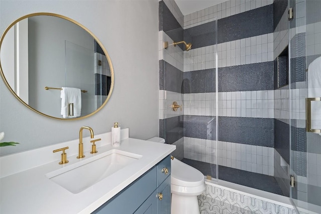 3604 Shady Creek Cv, Austin, TX 78746 - bathroom with vanity and a shower stall