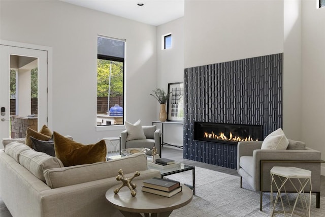 3604 Shady Creek Cv, Austin, TX 78746 - living area with a glass covered fireplace and wood finished floors