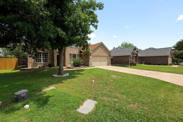 122 Retama Dr, Georgetown, TX 78626 - view of front of house with concrete driveway, an attached garage, and brick siding