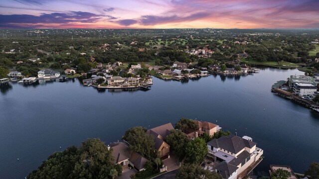 101 Matern Ct, Horseshoe Bay, TX 78657 - aerial overview of property's location featuring a large body of water and nearby suburban area