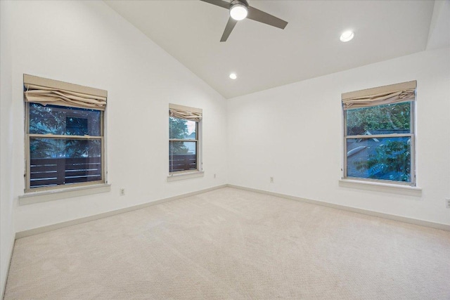 133 Frederick St Unit A, Austin, TX 78704 - carpeted spare room featuring lofted ceiling, a ceiling fan, and recessed lighting