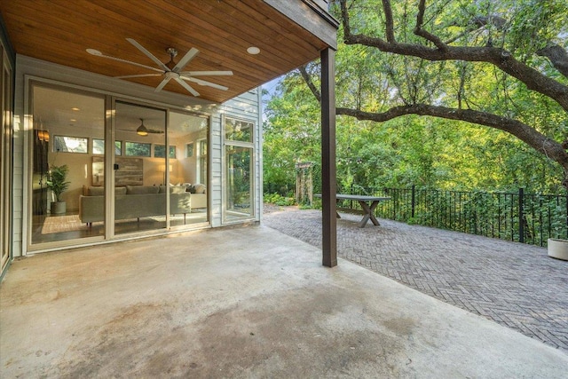 133 Frederick St Unit A, Austin, TX 78704 - view of patio / terrace featuring ceiling fan and a sunroom
