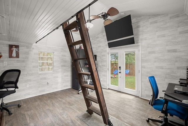 4019 Iriona Bnd, Austin, TX 78749 - office featuring french doors, lofted ceiling, and wood finished floors