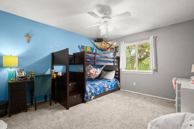4019 Iriona Bnd, Austin, TX 78749 - carpeted bedroom with a textured ceiling and ceiling fan
