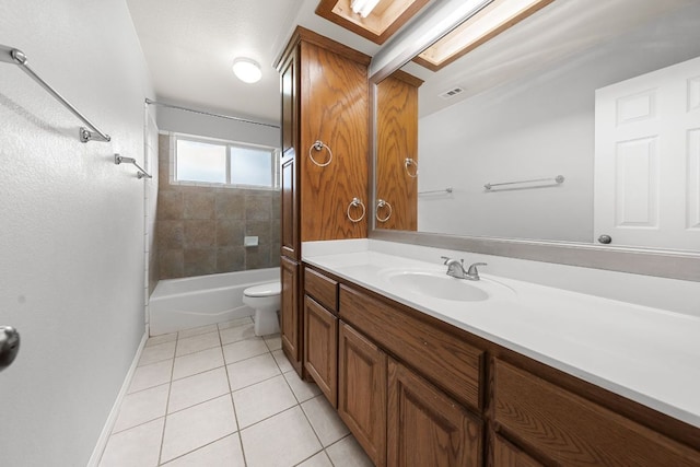 110 Starlight Trl, Georgetown, TX 78633 - full bath with vanity, tile patterned flooring, baseboards, toilet, and shower / tub combination
