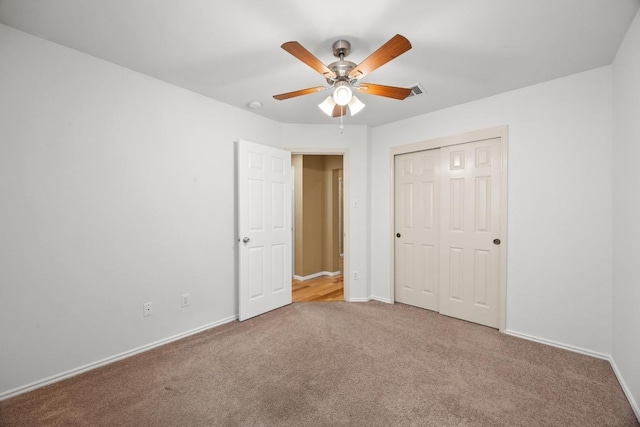 3817 Blue Mountain Path, Round Rock, TX 78681 - unfurnished bedroom featuring carpet flooring, a closet, and ceiling fan