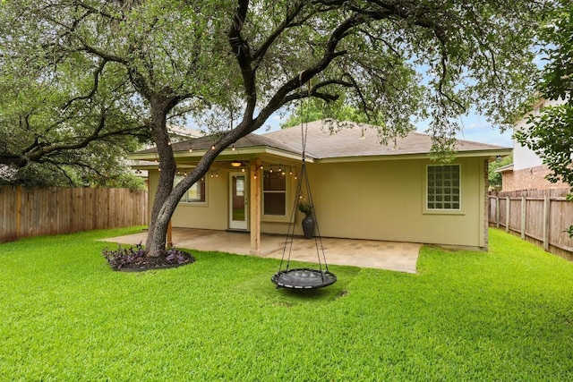 3817 Blue Mountain Path, Round Rock, TX 78681 - back of property featuring a fenced backyard, a patio area, and stucco siding