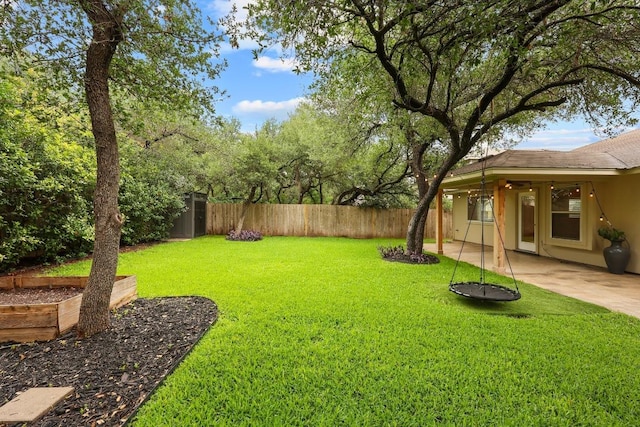 3817 Blue Mountain Path, Round Rock, TX 78681 - fenced backyard featuring a patio