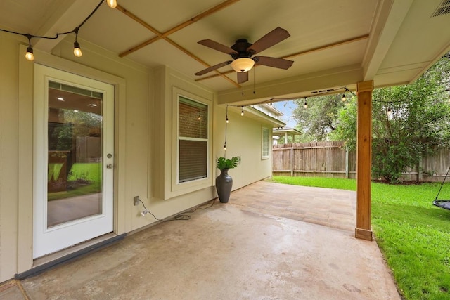 3817 Blue Mountain Path, Round Rock, TX 78681 - view of patio / terrace with ceiling fan