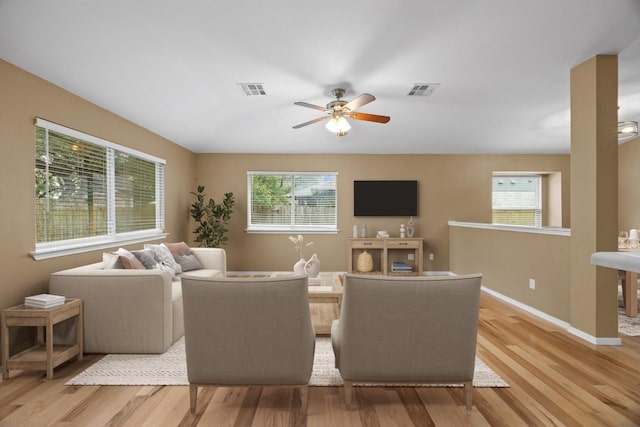 3817 Blue Mountain Path, Round Rock, TX 78681 - living room with light wood-style flooring and a ceiling fan