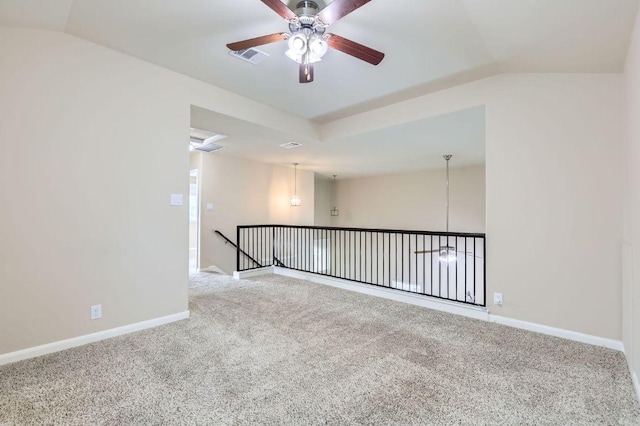 8521 White Ibis Dr, Austin, TX 78729 - carpeted empty room featuring ceiling fan and lofted ceiling