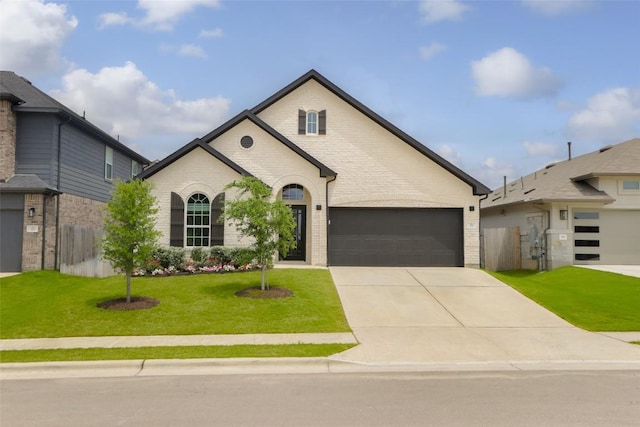 717 Sugar Cane Rd, Buda, TX 78610 - french country home featuring brick siding, a garage, and driveway