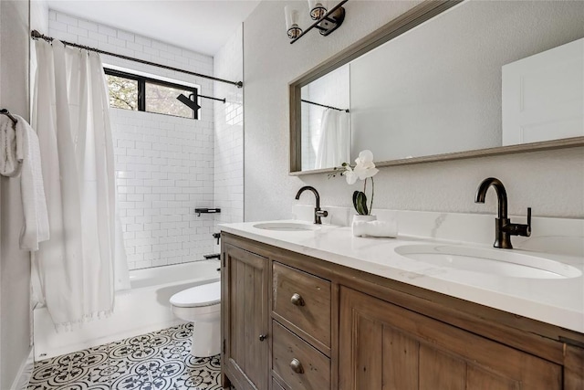 18700 Venture Dr, Point Venture, TX 78645 - full bathroom with shower / bath combo with shower curtain and double vanity