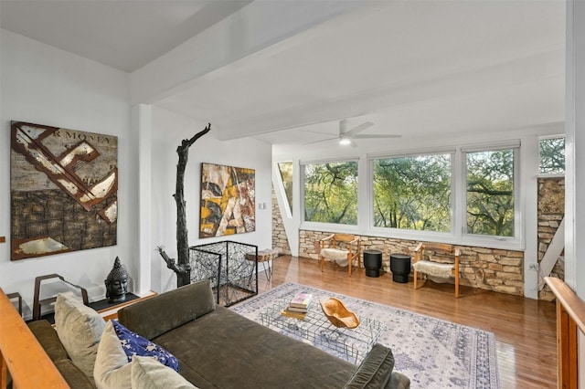 525 Barton Blvd, Austin, TX 78704 - living room with wood finished floors and ceiling fan