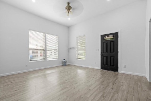 204 E Brenham St, Elgin, TX 78621 - empty room featuring ceiling fan, light wood-style flooring, baseboards, and recessed lighting