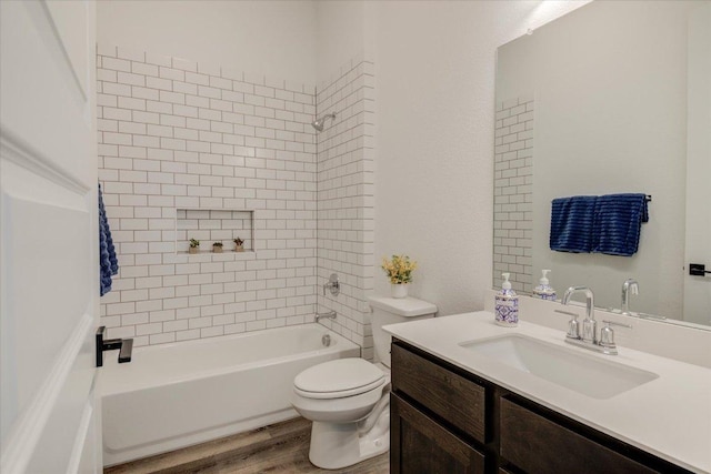 13401 Trail Driver, Austin, TX 78737 - full bath featuring vanity, wood finished floors, and shower / bathtub combination