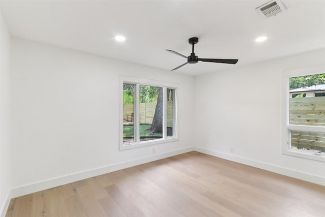 2322 Westoak Dr, Austin, TX 78704 - spare room featuring light wood finished floors, recessed lighting, and a ceiling fan