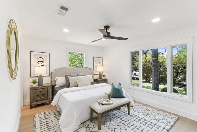 2322 Westoak Dr, Austin, TX 78704 - bedroom featuring light wood finished floors, recessed lighting, and ceiling fan