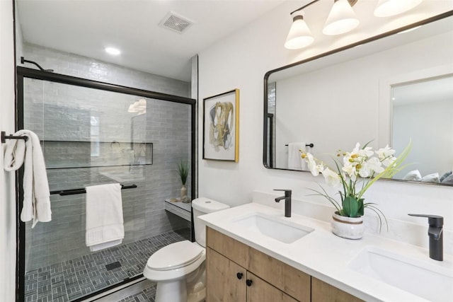 2322 Westoak Dr, Austin, TX 78704 - full bath featuring double vanity and a shower stall