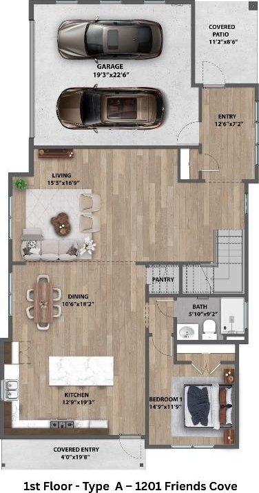 1201 Friends Cv, Round Rock, TX 78681 - view of floor plan / room layout