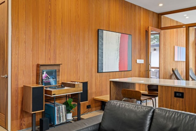6506 Arroyo Seco, Austin, TX 78757 - interior space with wood walls and recessed lighting
