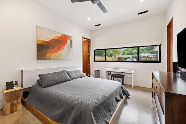 6506 Arroyo Seco, Austin, TX 78757 - bedroom with light carpet, ceiling fan, and recessed lighting