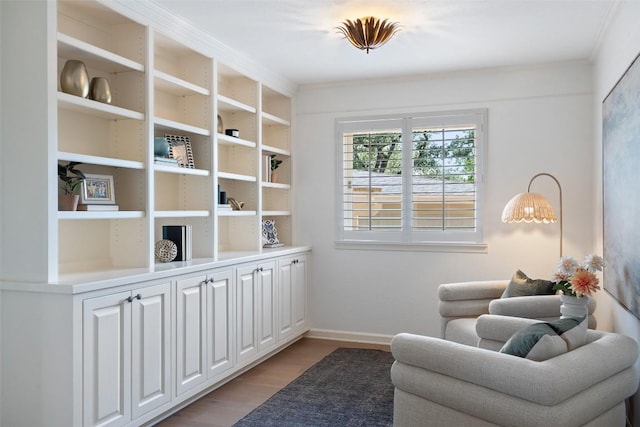 4607 Balcones Dr, Austin, TX 78731 - living area featuring light wood-style floors and crown molding