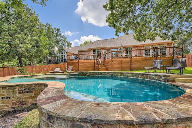 10672 Bramblecrest Dr, Austin, TX 78726 - view of pool with a deck, stairs, a fenced backyard, and a patio