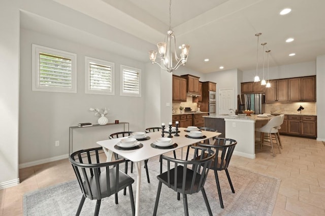 495 Catalina Ln, Austin, TX 78737 - dining area featuring recessed lighting, a chandelier, and baseboards