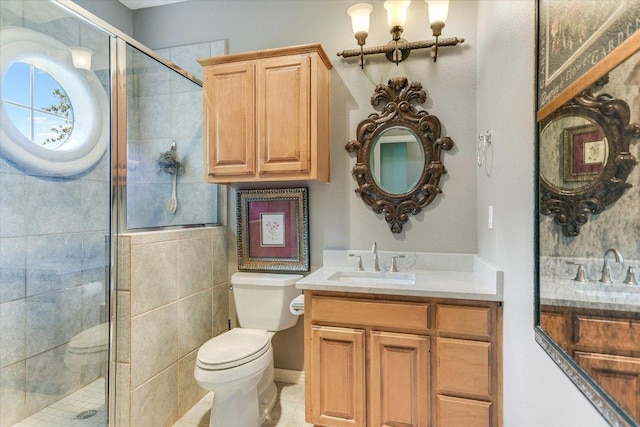 12505 Stapp Ct, Austin, TX 78732 - bathroom featuring toilet, vanity, and a shower stall