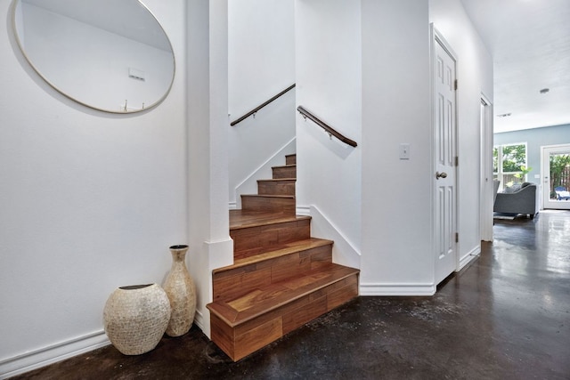 3407 Banton Rd Unit A, Austin, TX 78722 - staircase with concrete flooring and baseboards