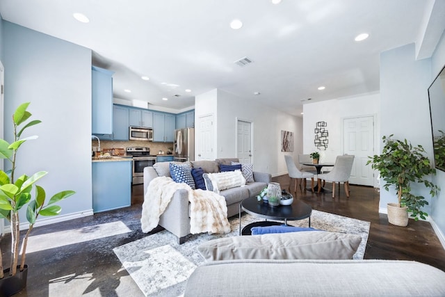 3407 Banton Rd Unit A, Austin, TX 78722 - living area featuring baseboards and recessed lighting
