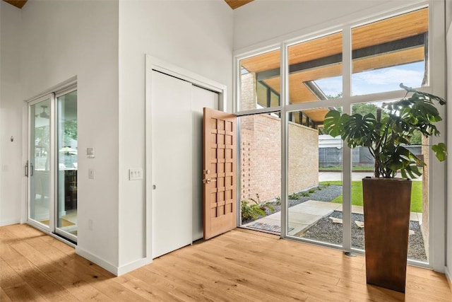 4005 Knollwood Dr, Austin, TX 78731 - entryway featuring wood-type flooring, healthy amount of natural light, and a high ceiling