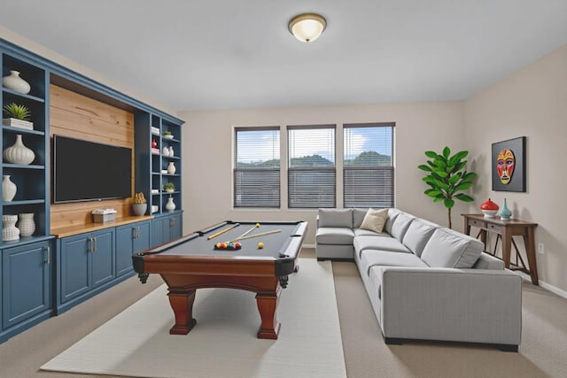 351 Jarbridge Dr, Kyle, TX 78640 - rec room featuring light colored carpet, pool table, and baseboards