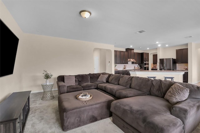351 Jarbridge Dr, Kyle, TX 78640 - living area with light carpet and recessed lighting
