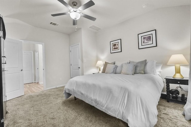 801 Russet Rock Dr Unit 6, Manchaca, TX 78748 - bedroom featuring light carpet, lofted ceiling, baseboards, and ceiling fan