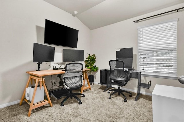 801 Russet Rock Dr Unit 6, Manchaca, TX 78748 - carpeted office featuring baseboards, lofted ceiling, and healthy amount of natural light