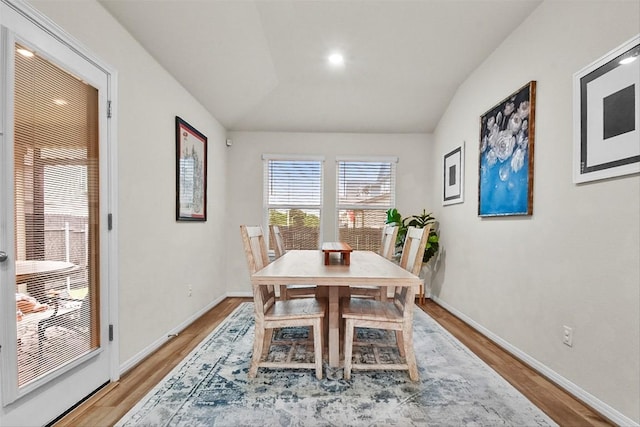 801 Russet Rock Dr Unit 6, Manchaca, TX 78748 - dining area featuring light wood-style floors, lofted ceiling, and baseboards