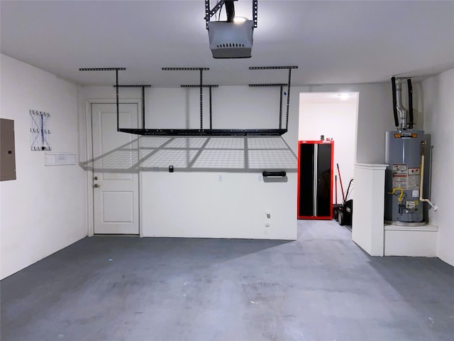 19024 Fernando Trl, Austin, TX 78738 - garage with gas water heater, a garage door opener, and electric panel