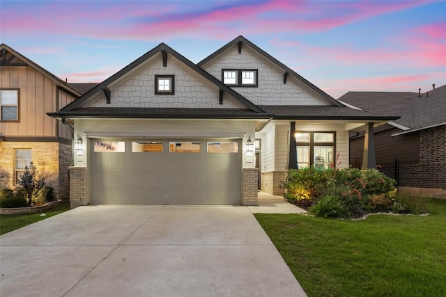 620 Saturnia Dr, Georgetown, TX 78628 - craftsman inspired home featuring concrete driveway, a yard, a garage, and board and batten siding