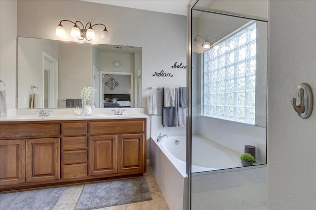 167 Limestone Trl Unit 76, Austin, TX 78737 - bathroom featuring a bath and double vanity