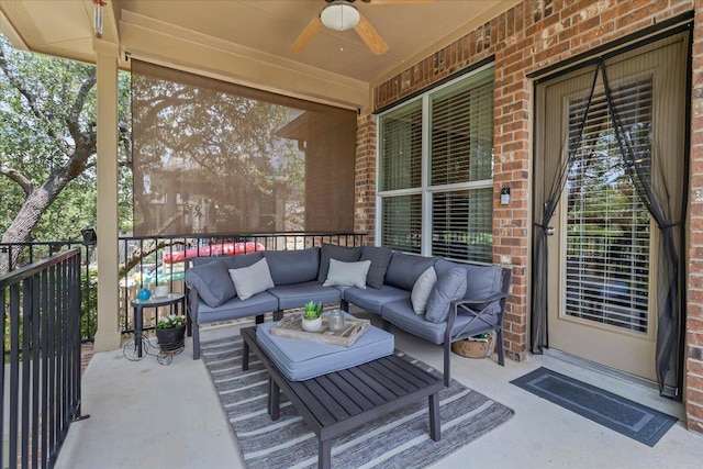 167 Limestone Trl Unit 76, Austin, TX 78737 - view of patio with a ceiling fan and an outdoor living space