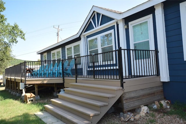 231 Wolf Run, Burnet, TX 78611 - wooden terrace featuring stairs