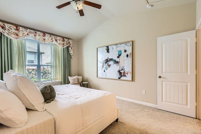 406 Epiphany Ln, Pflugerville, TX 78660 - carpeted bedroom featuring lofted ceiling and a ceiling fan