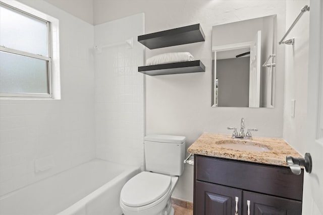 9216 Silver Pine Cv, Austin, TX 78733 - full bathroom with vanity, toilet, and shower / bathtub combination