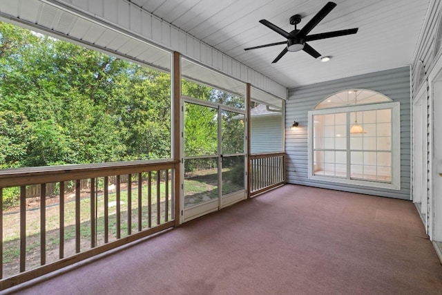 6008 Woodview Ave, Austin, TX 78757 - unfurnished sunroom featuring a ceiling fan