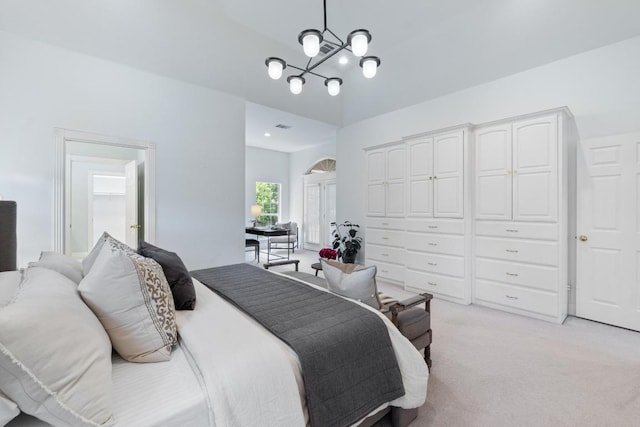 6008 Woodview Ave, Austin, TX 78757 - bedroom with light carpet and a chandelier