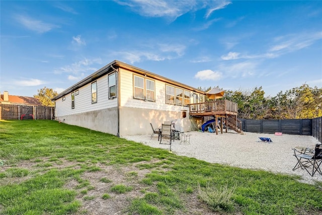 3204 Mount Vernon Ave, Lago Vista, TX 78645 - rear view of house featuring a deck, stairs, and a patio