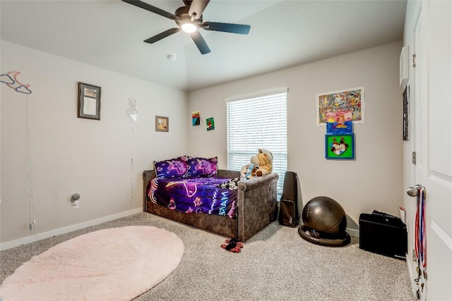 3204 Mount Vernon Ave, Lago Vista, TX 78645 - bedroom with carpet flooring, baseboards, and ceiling fan